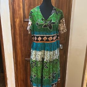 Only Necessities Green and Brown Floral Dress